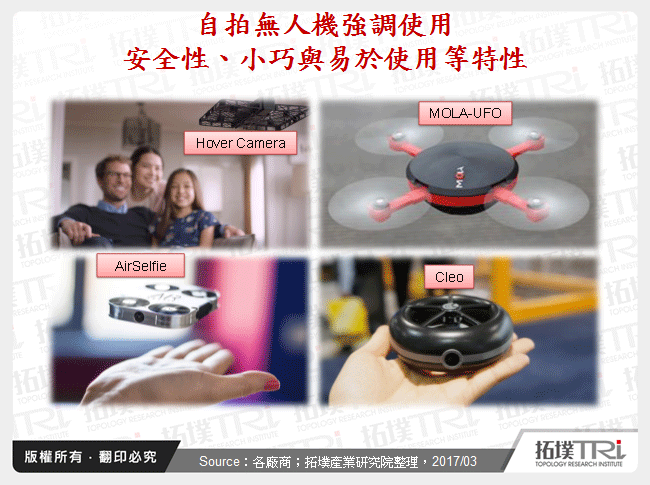 自拍無人機強調使用安全性、小巧與易於使用等特性