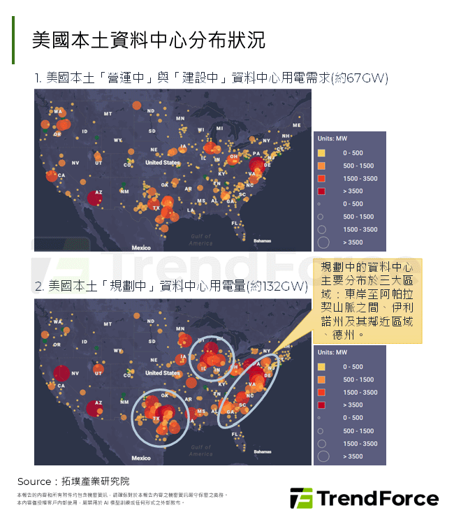 美國本土資料中心分布狀況
