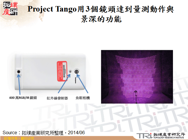 Project Tango用3個鏡頭達到量測動作與景深的功能