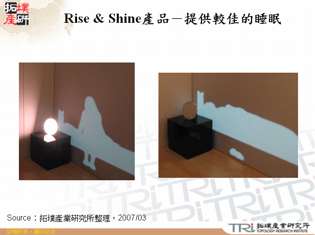 Rise & Shine產品－提供較佳的睡眠