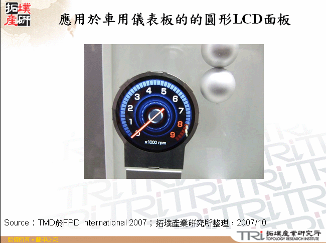 應用於車用儀表板的的圓形LCD面板